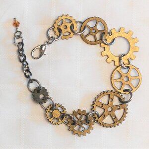 No. 666 Handmade bracelet with metal gear pieces